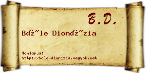 Bőle Dionízia névjegykártya